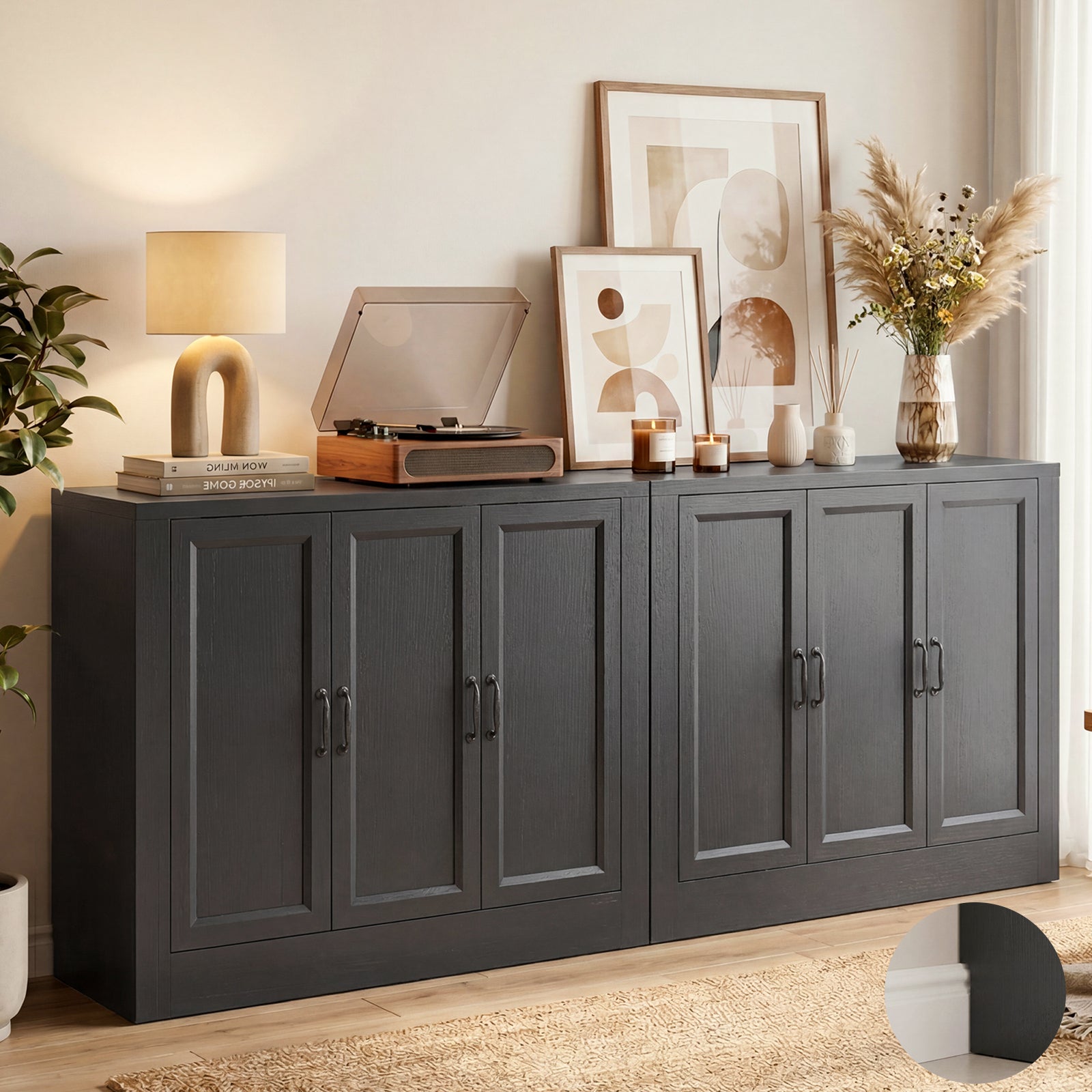 Modern Buffet Cabinet, Modular Sideboard Cabinet with Baseboard Design