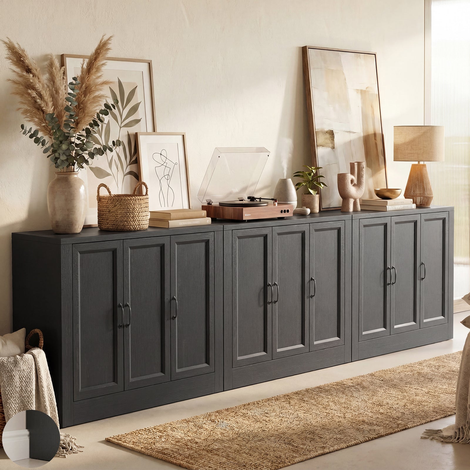 Modern Buffet Cabinet, Modular Sideboard Cabinet with Baseboard Design