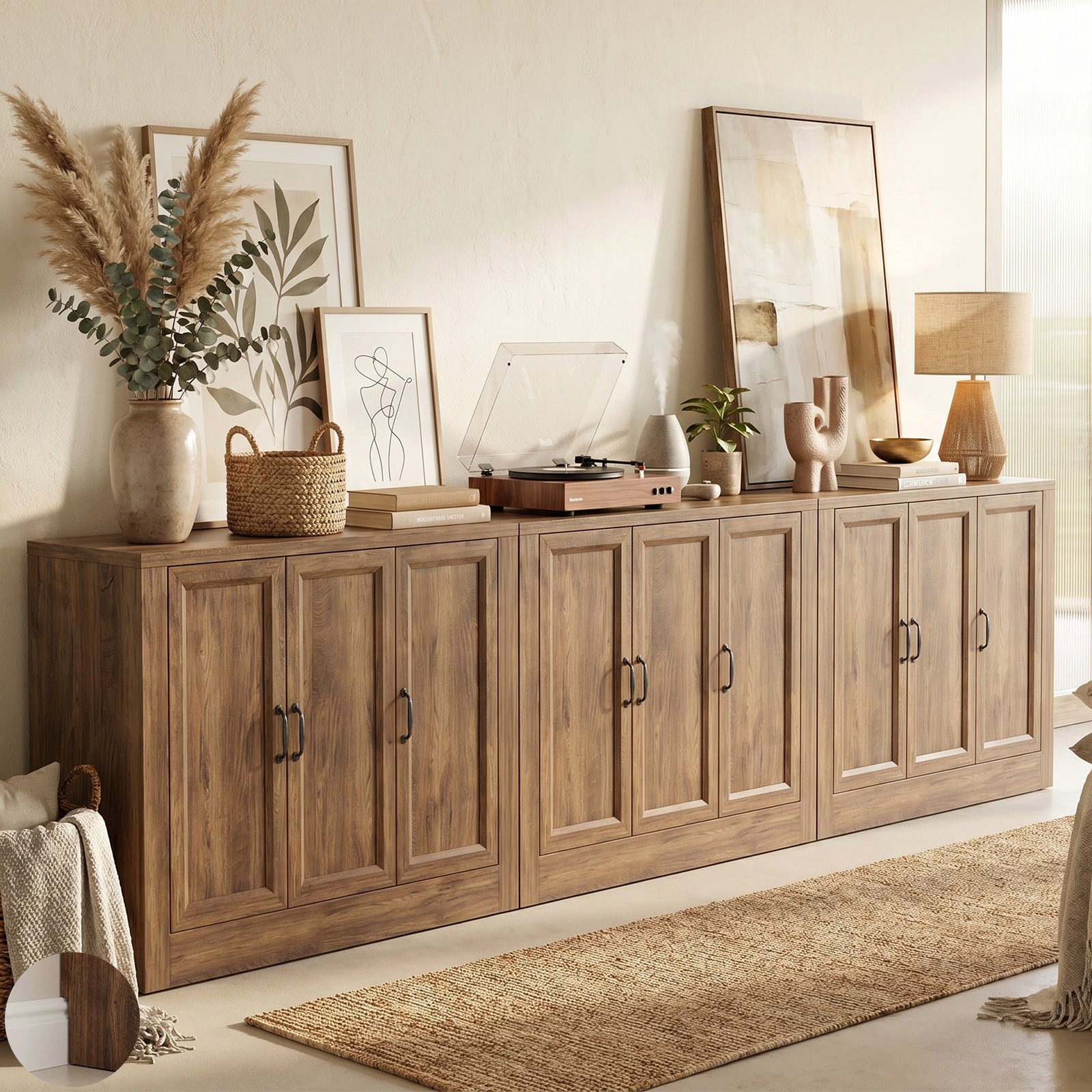 Modern Buffet Cabinet, Modular Sideboard Cabinet with Baseboard Design