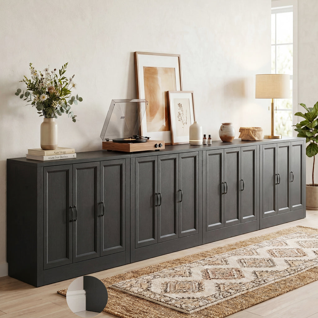Modern Buffet Cabinet, Modular Sideboard Cabinet with Baseboard Design