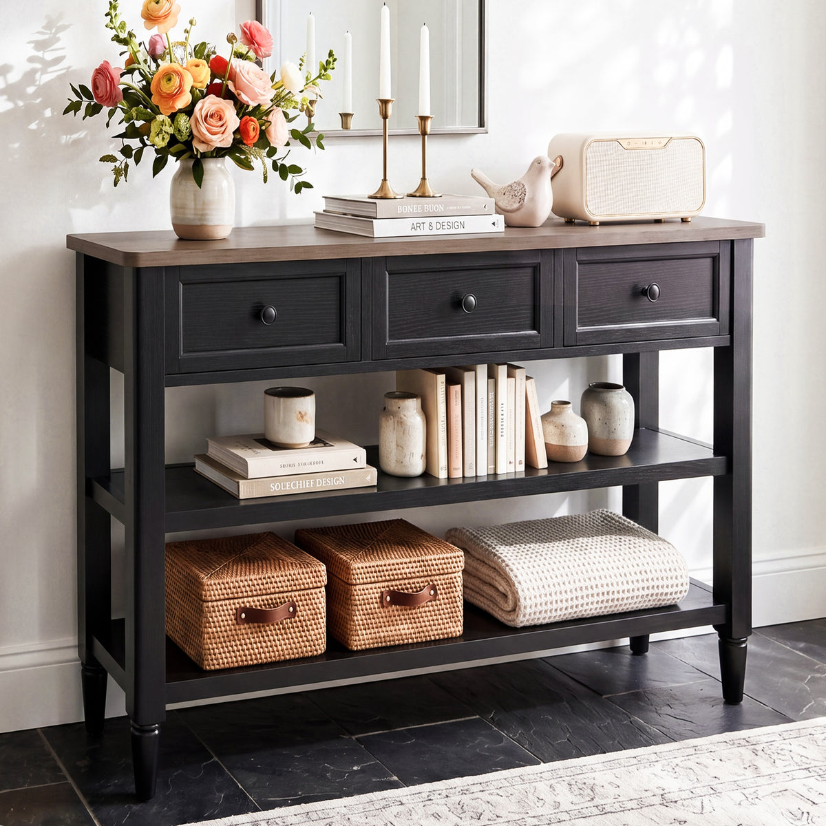 43" Narrow Farmhouse Console Table