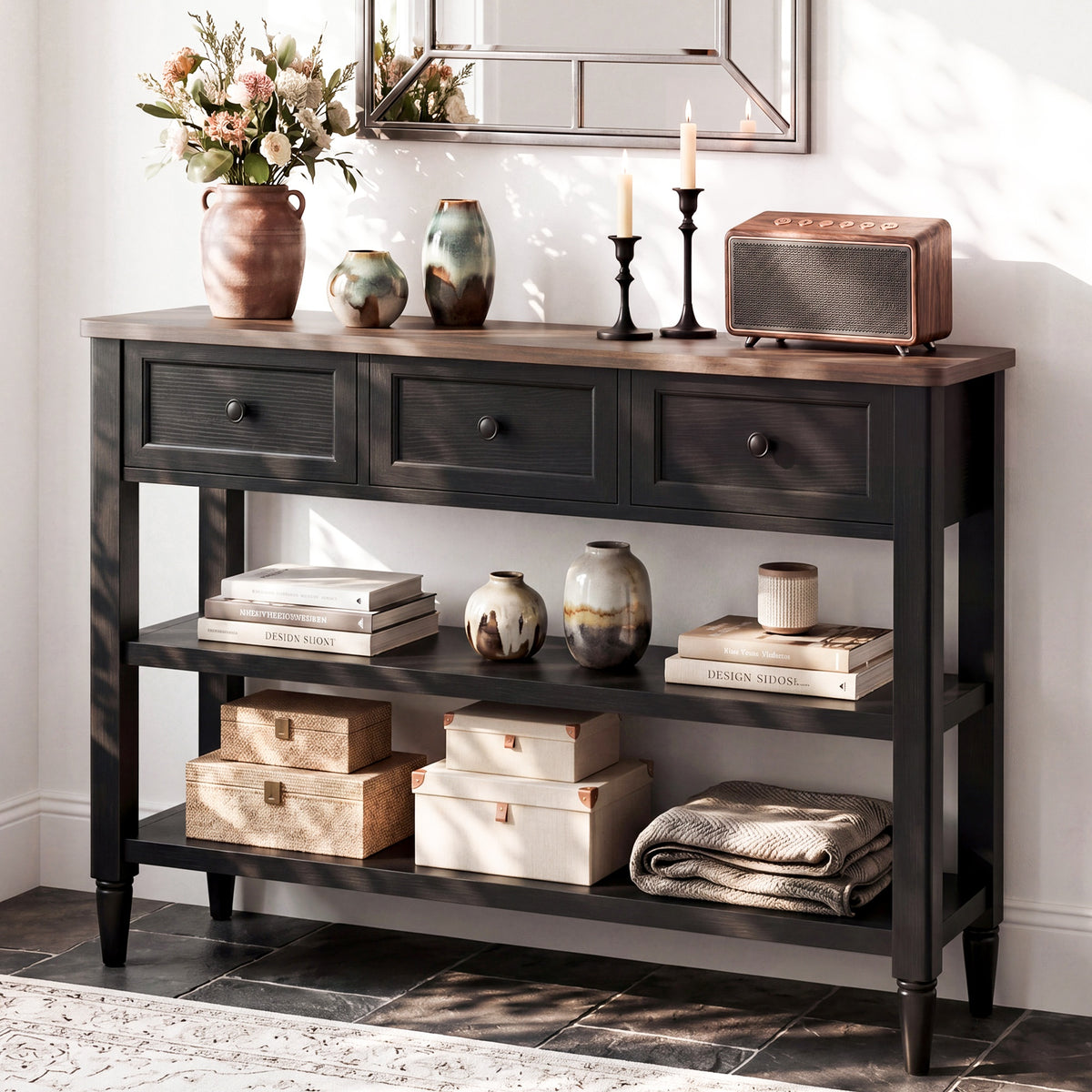 43" Narrow Farmhouse Console Table