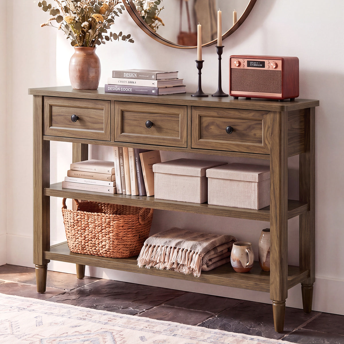 43" Narrow Farmhouse Console Table