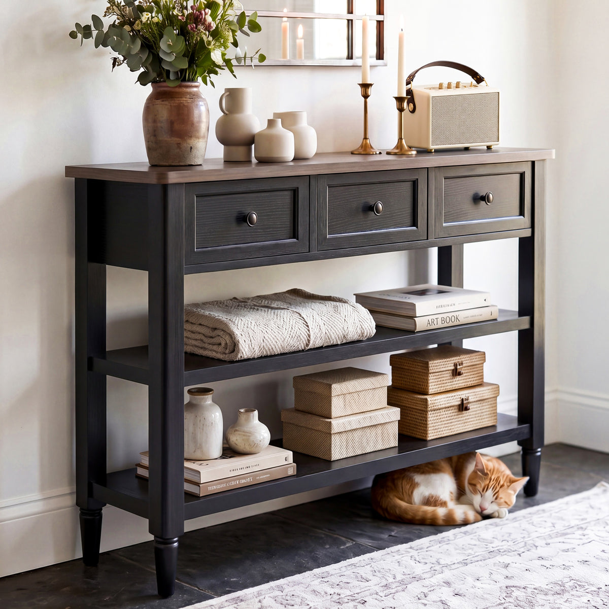 43" Narrow Farmhouse Console Table