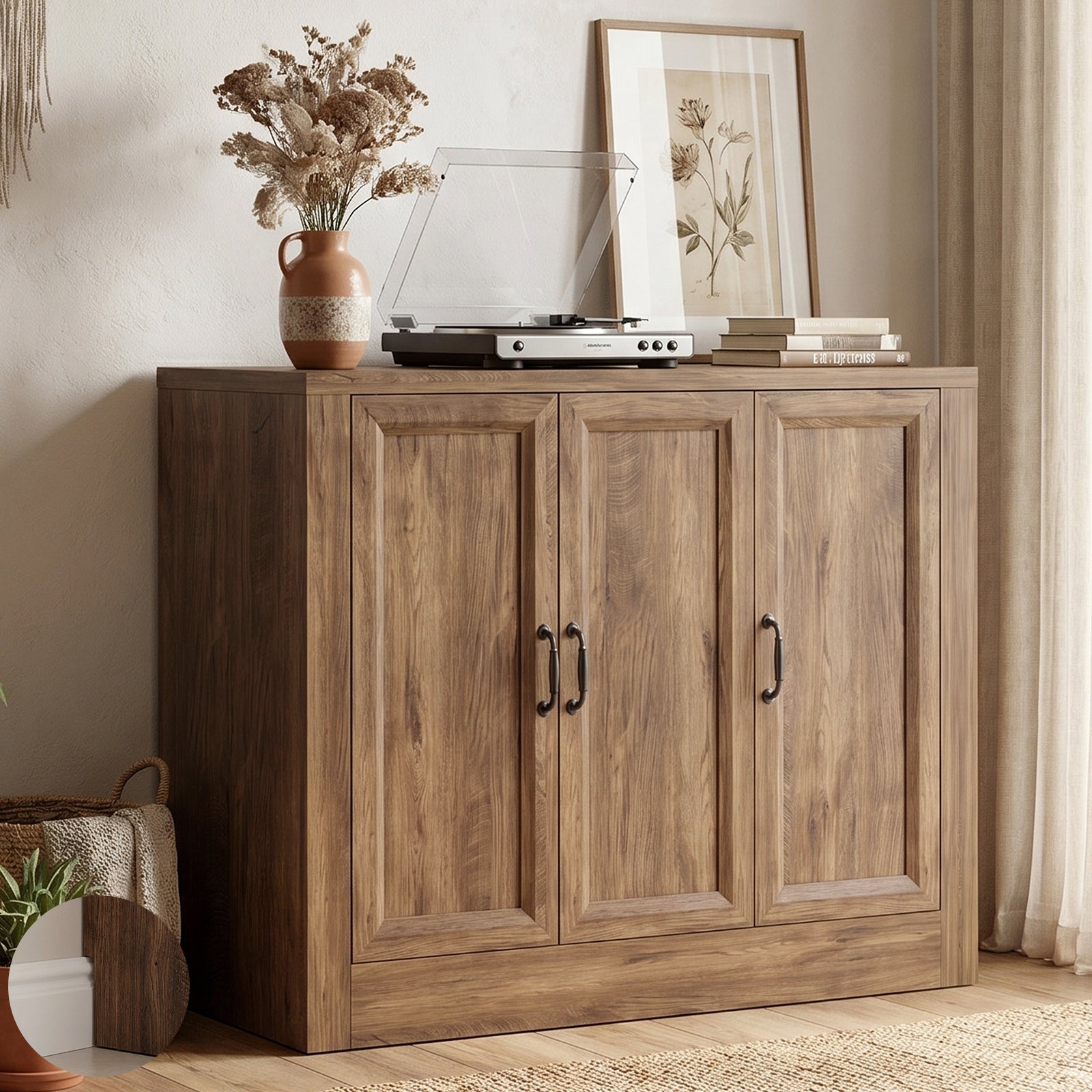 Modern Buffet Cabinet, Modular Sideboard Cabinet with Baseboard Design