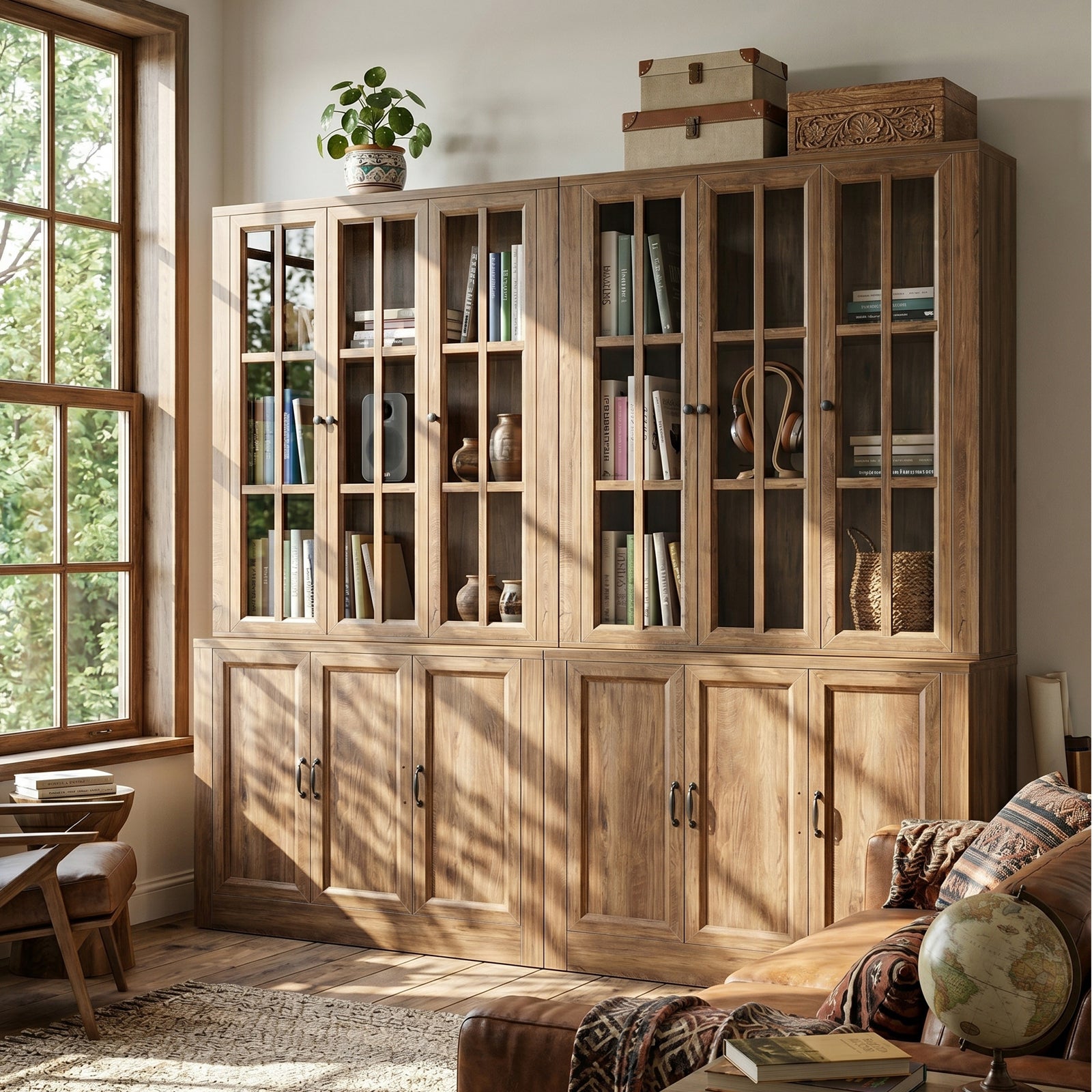 80" Tall Bookshelf with Glass Doors