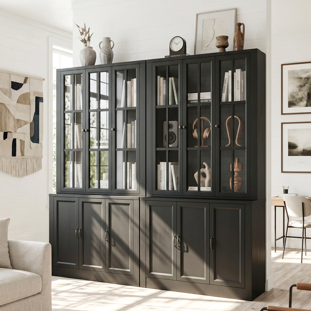 80" Tall Bookshelf with Glass Doors