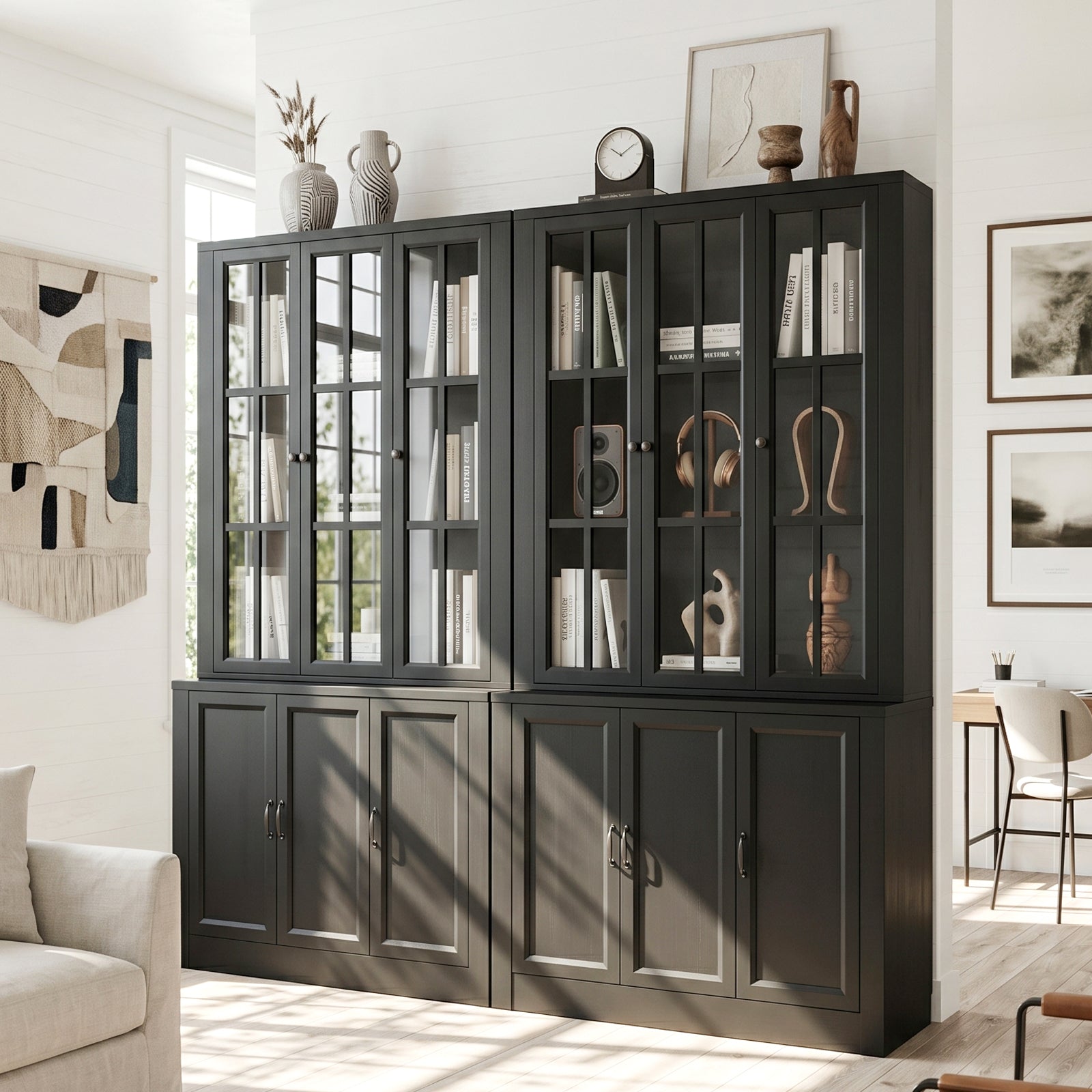 80" Tall Bookshelf with Glass Doors