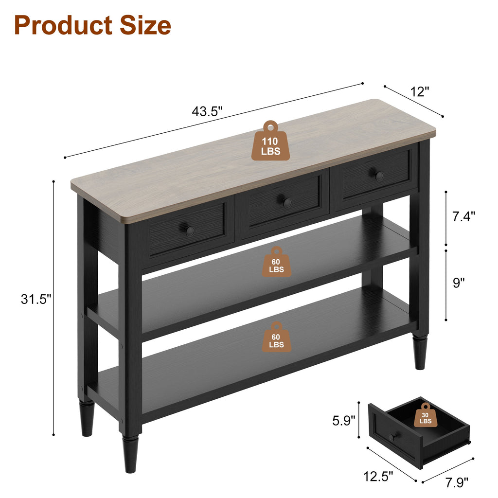 43" Narrow Farmhouse Console Table