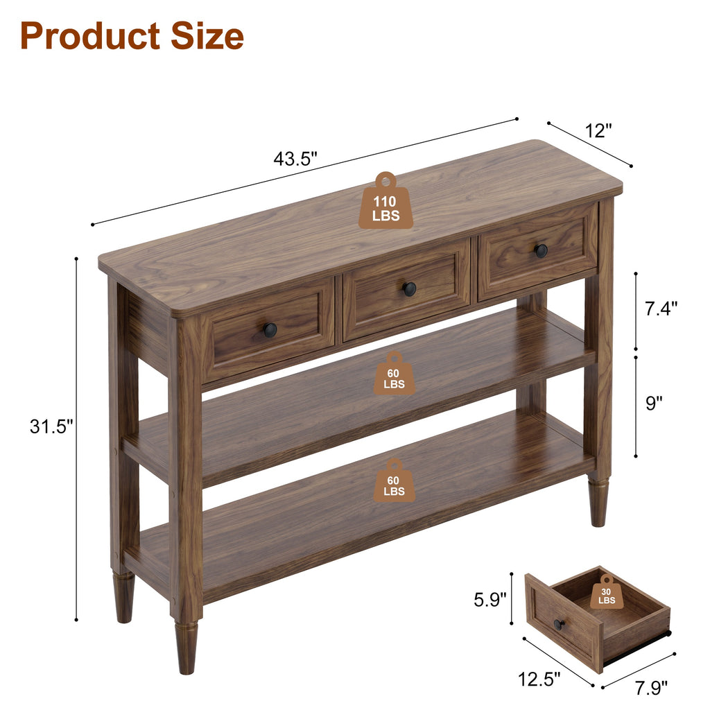 43" Narrow Farmhouse Console Table