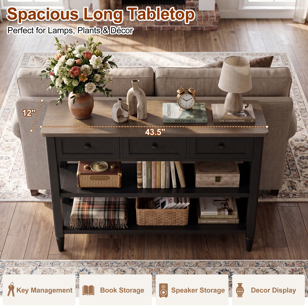 43" Narrow Farmhouse Console Table