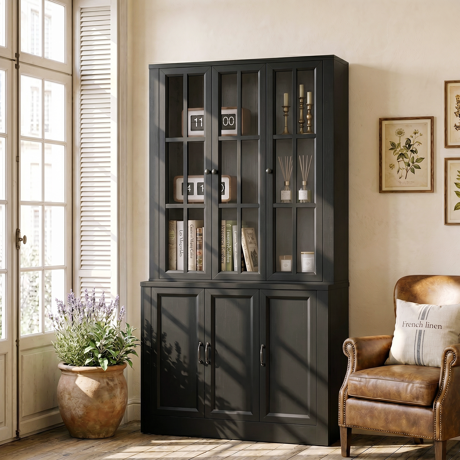 80" Tall Bookshelf with Glass Doors