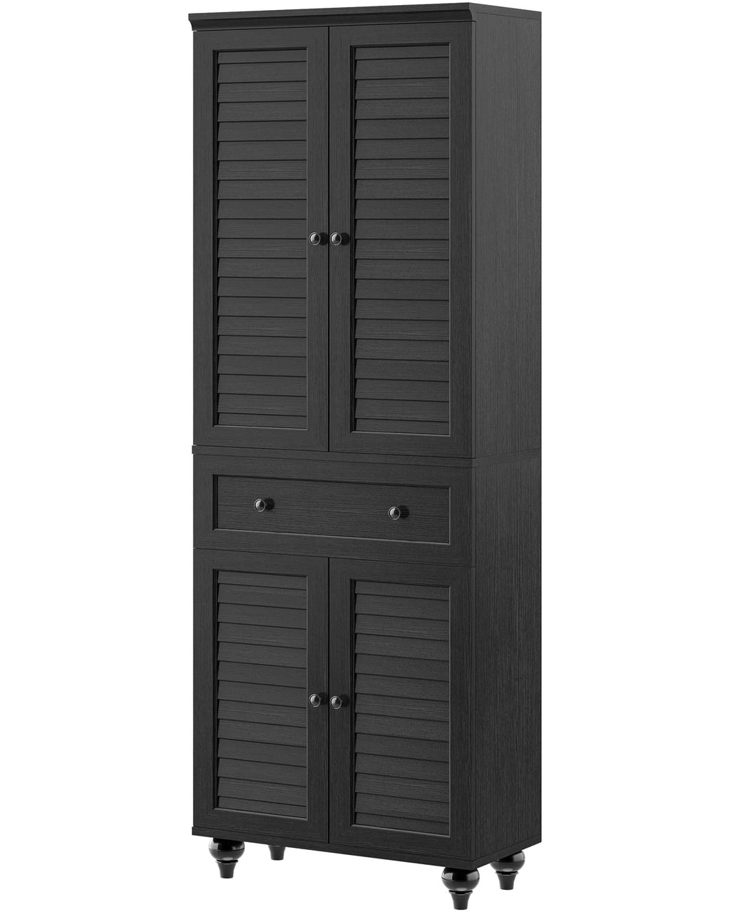 80" Tall Storage Cabinet with Louvered Doors and Adjustable Shelves