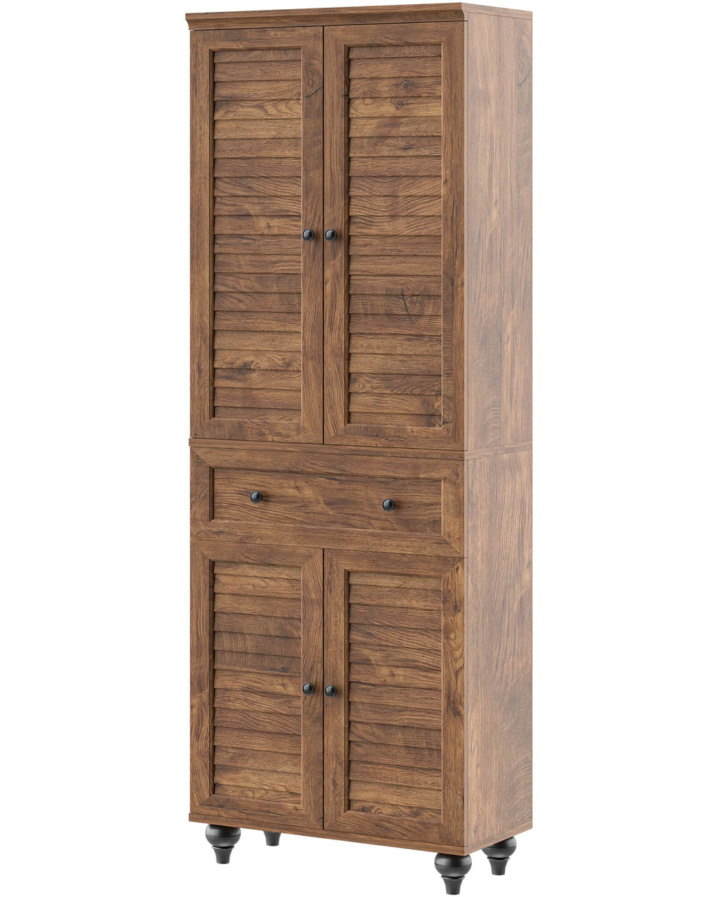 80" Tall Storage Cabinet with Louvered Doors and Adjustable Shelves