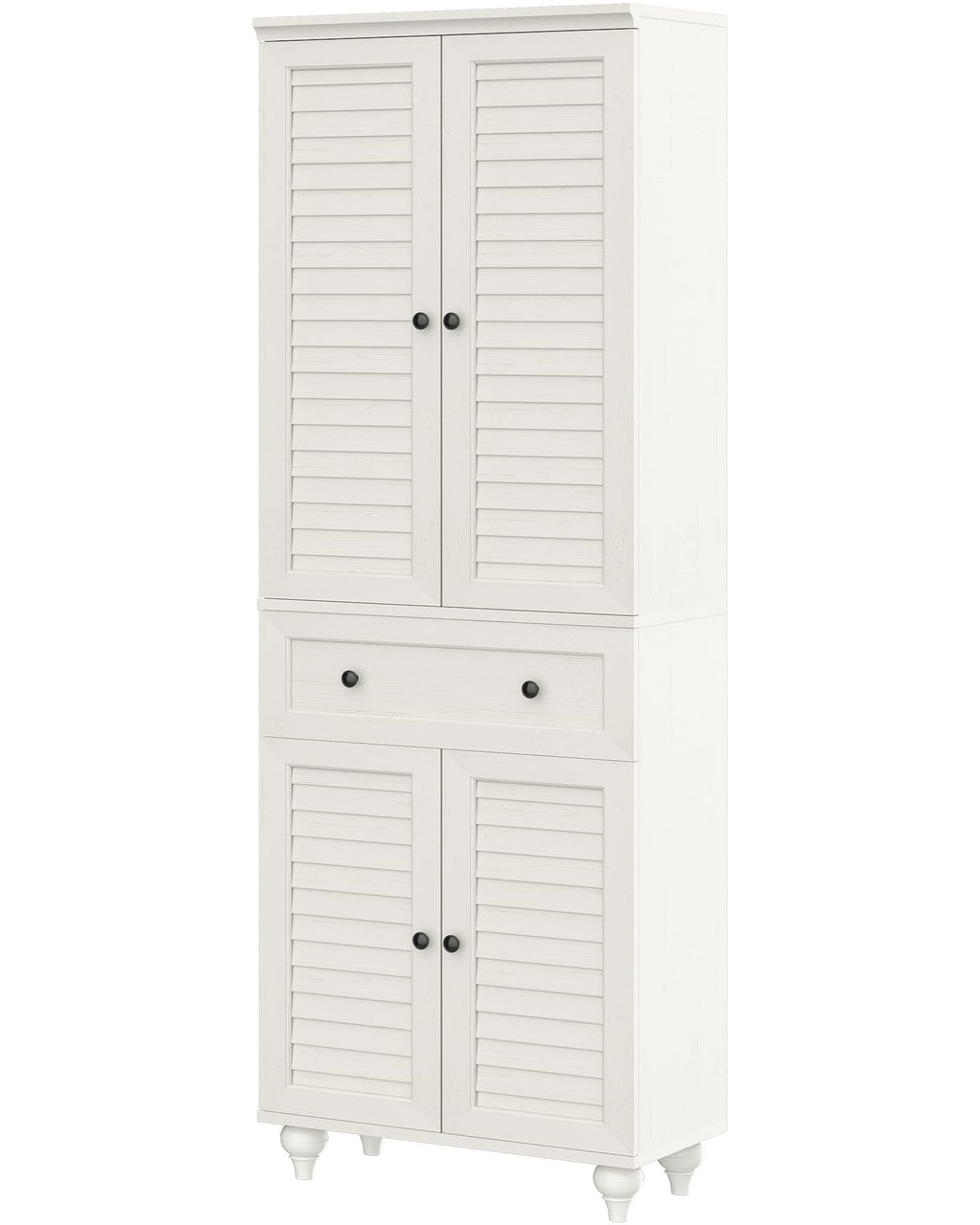 80" Tall Storage Cabinet with Louvered Doors and Adjustable Shelves