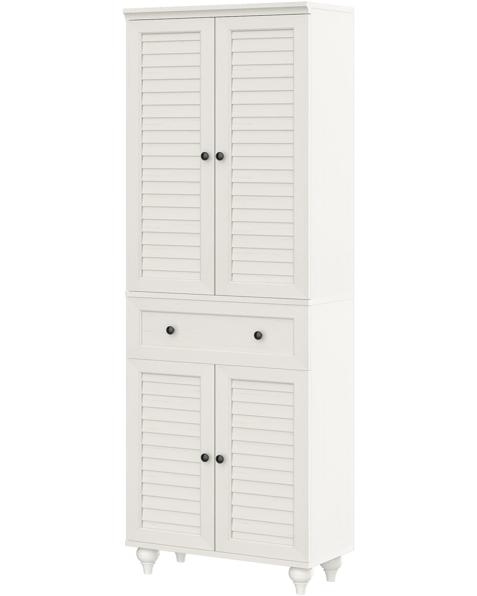 80" Tall Storage Cabinet with Louvered Doors and Adjustable Shelves