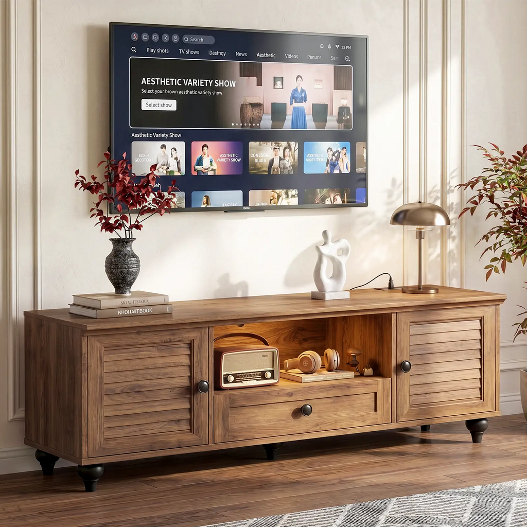 55 Inch Farmhouse TV Stand for TVs Up to 60 Inch