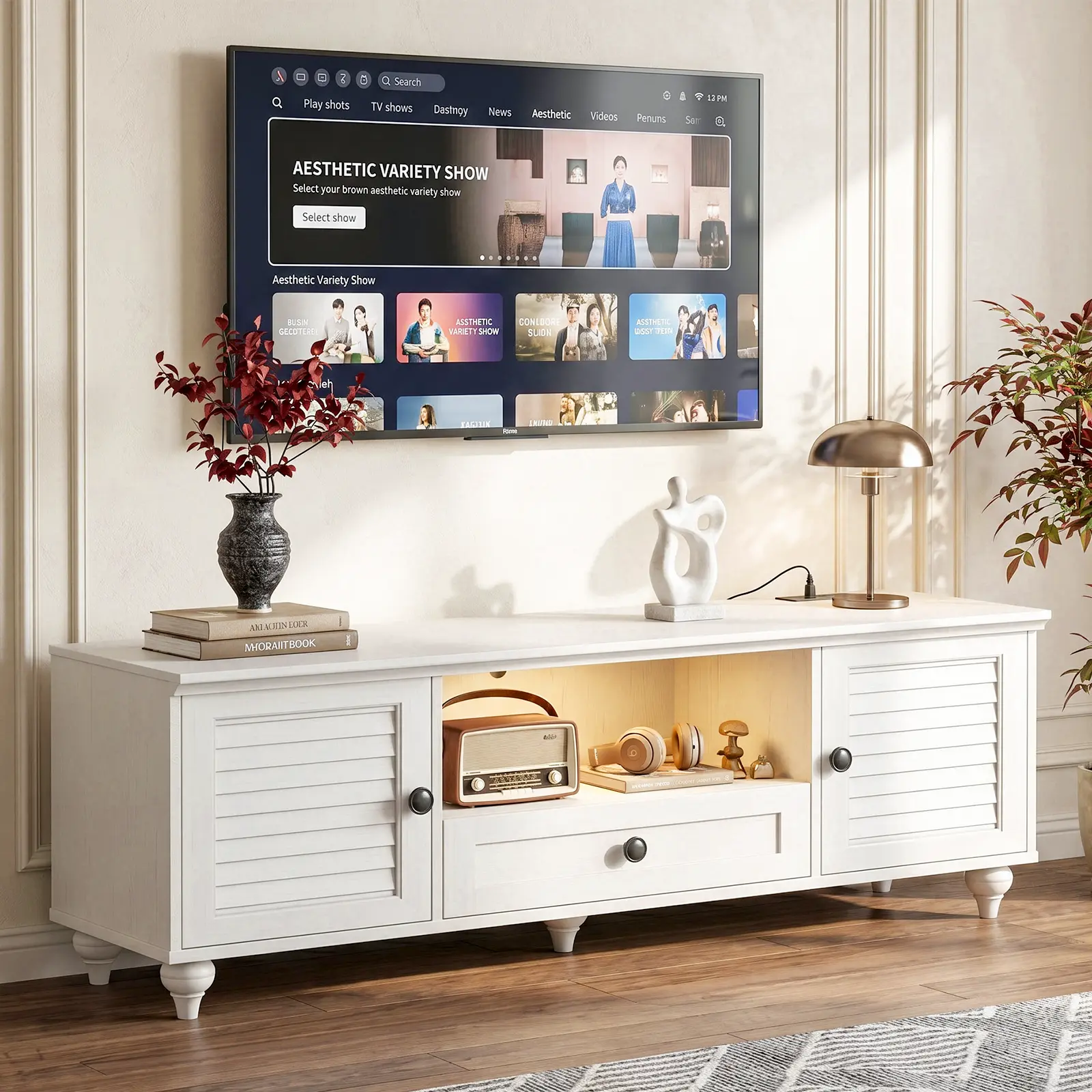 55 Inch Farmhouse TV Stand for TVs Up to 60 Inch