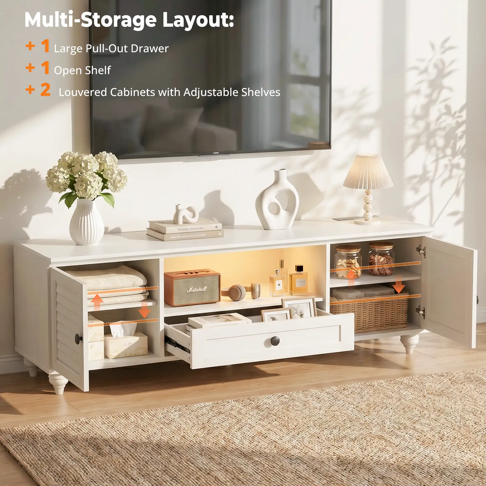 55 Inch Farmhouse TV Stand for TVs Up to 60 Inch