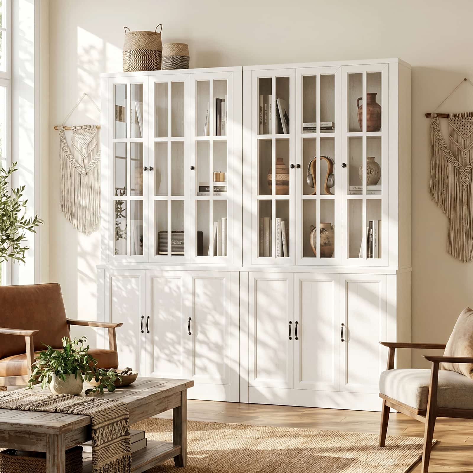 80" Tall Bookshelf with Glass Doors