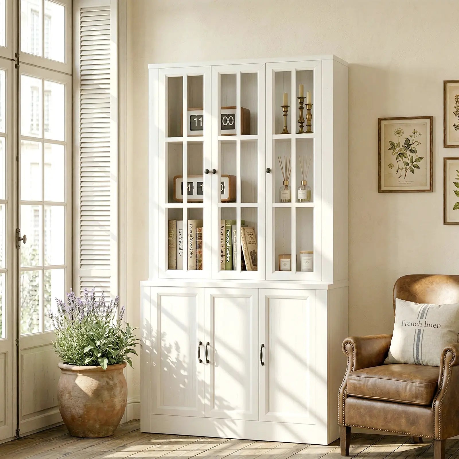 80" Tall Bookshelf with Glass Doors