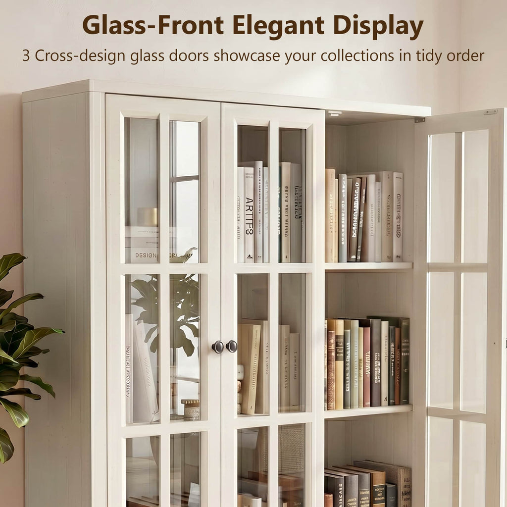80" Tall Bookshelf with Glass Doors