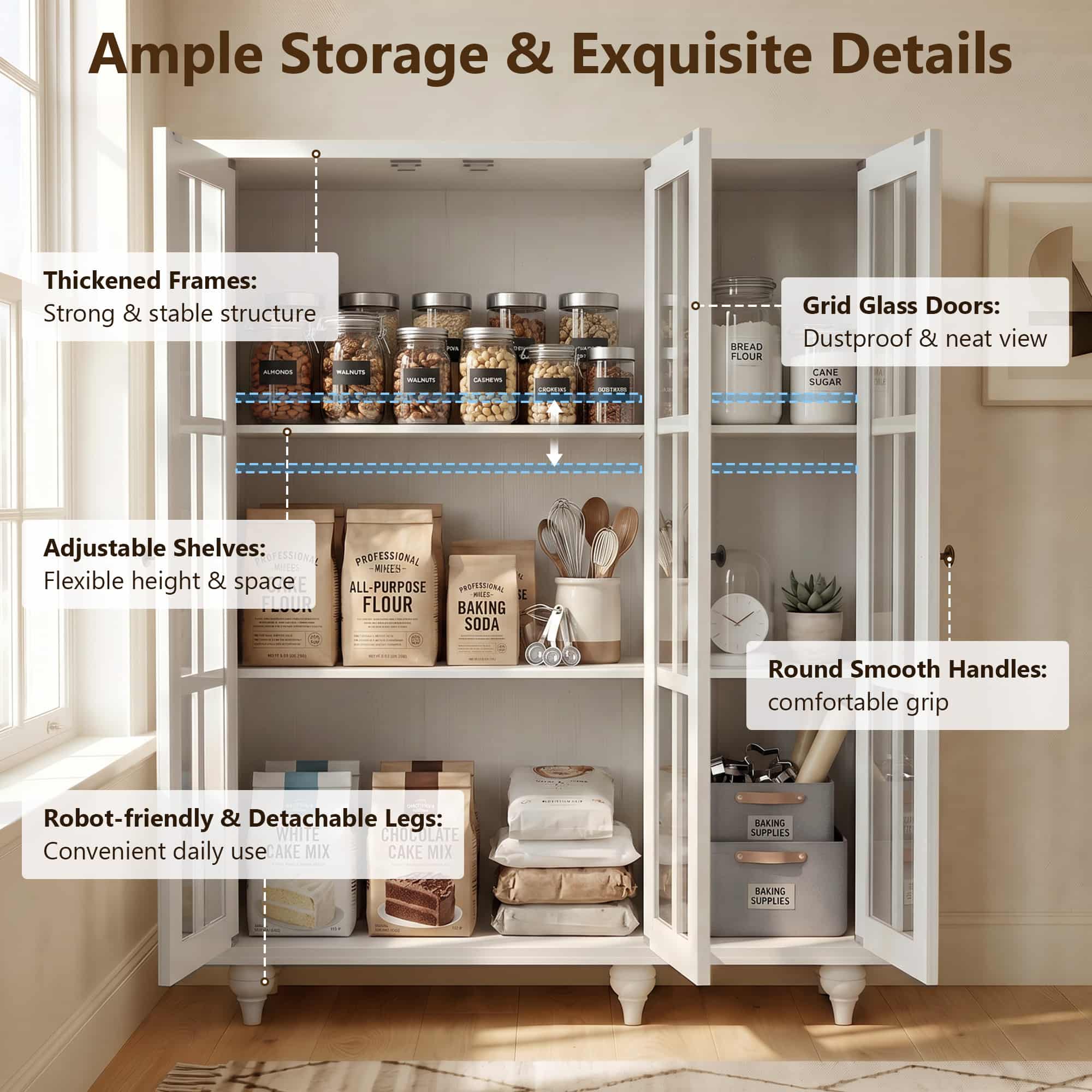 80" Tall Bookshelf with Glass Doors