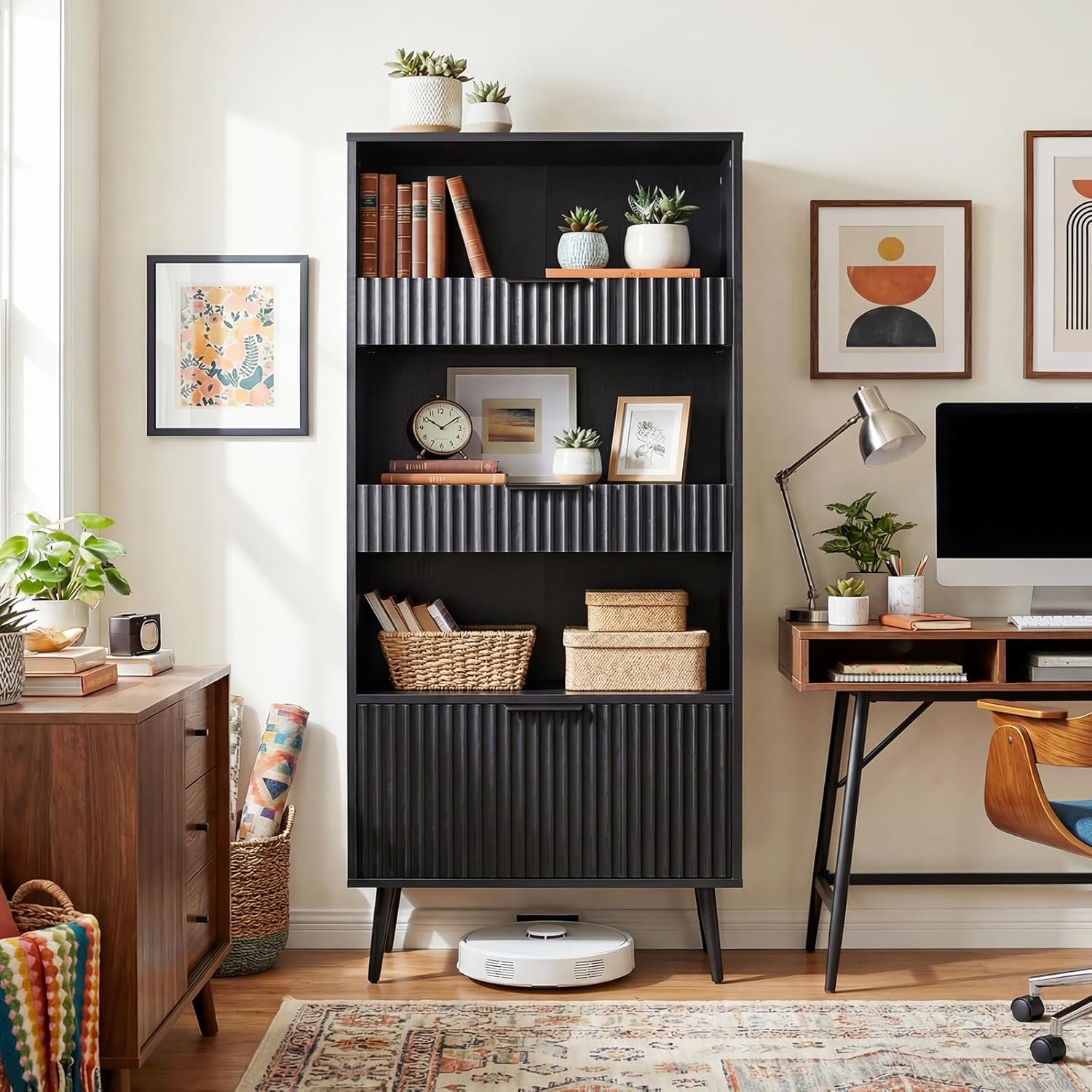 51.2'' Tall Fluted Modern Storage Cabinet with Drawers