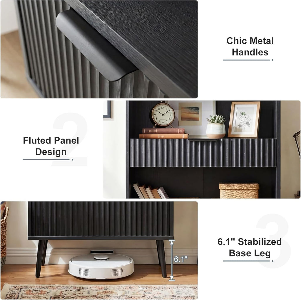 51.2'' Tall Fluted Modern Storage Cabinet with Drawers