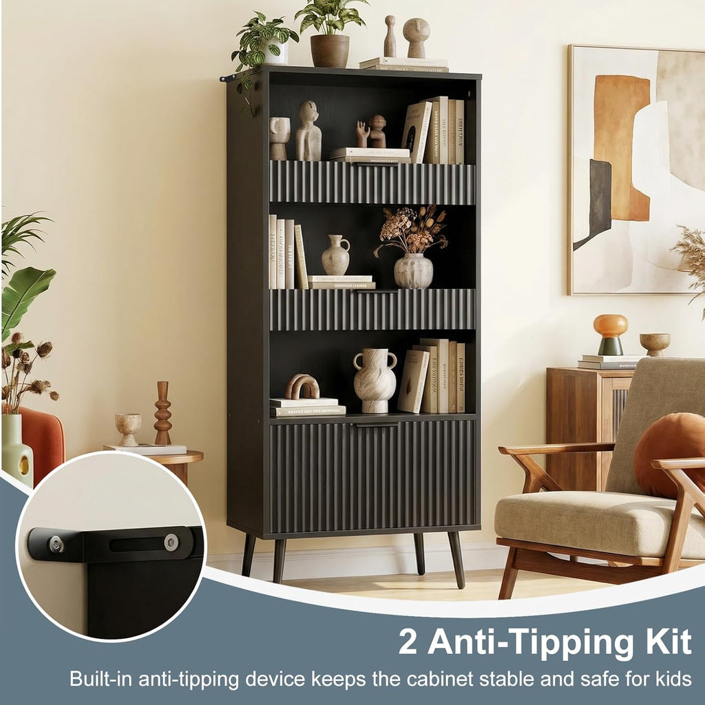 51.2'' Tall Fluted Modern Storage Cabinet with Drawers
