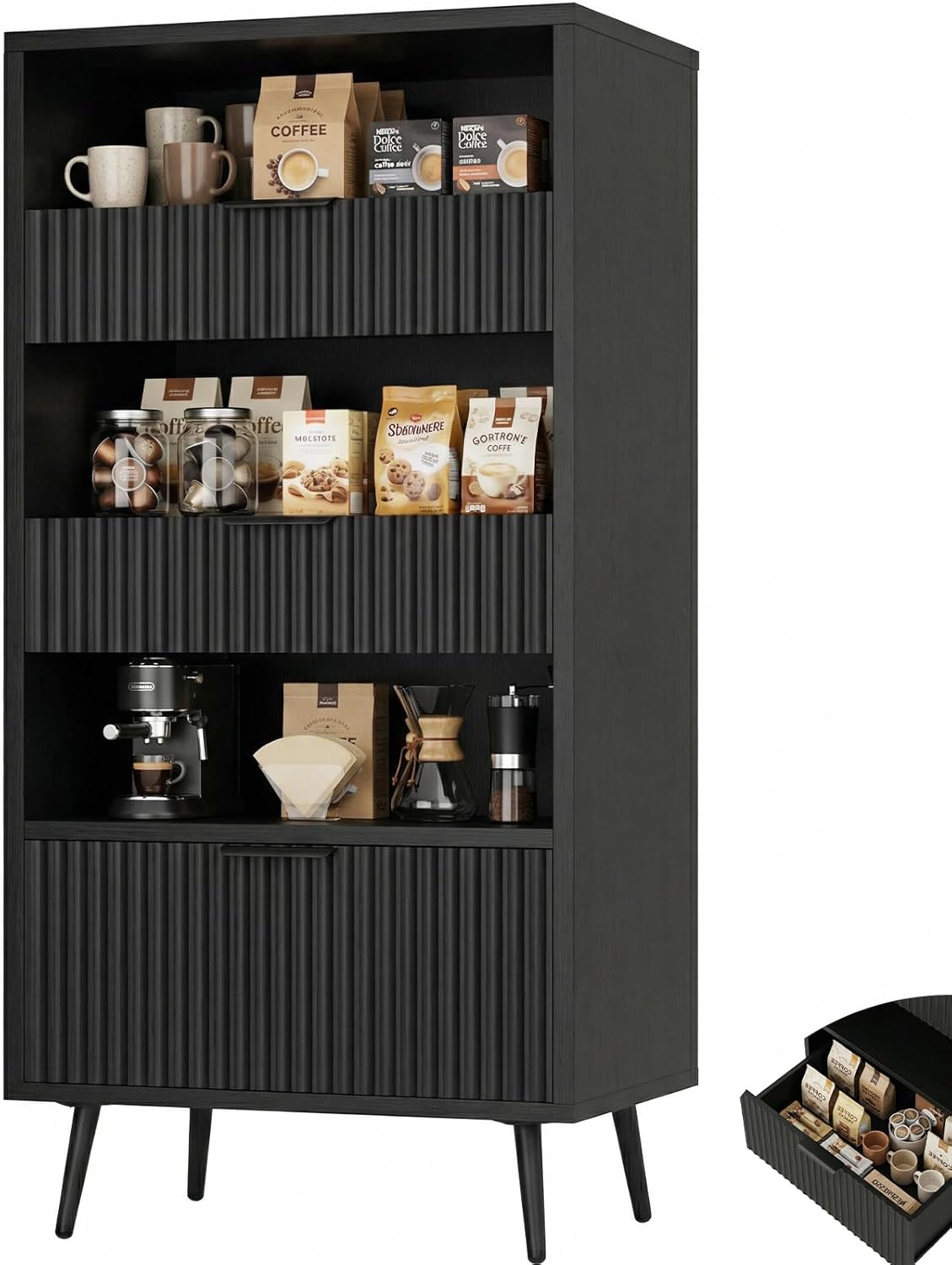 51.2'' Tall Fluted Modern Storage Cabinet with Drawers