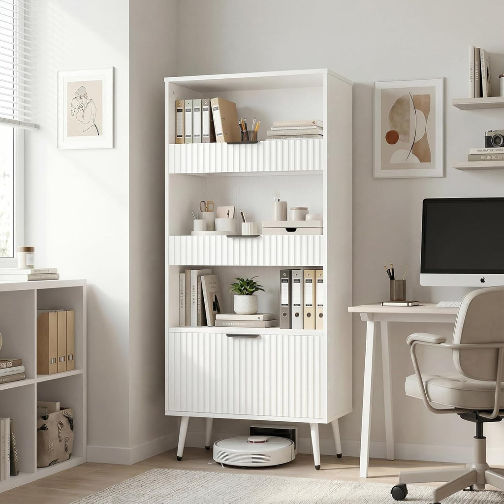 51.2'' Tall Fluted Modern Storage Cabinet with Drawers