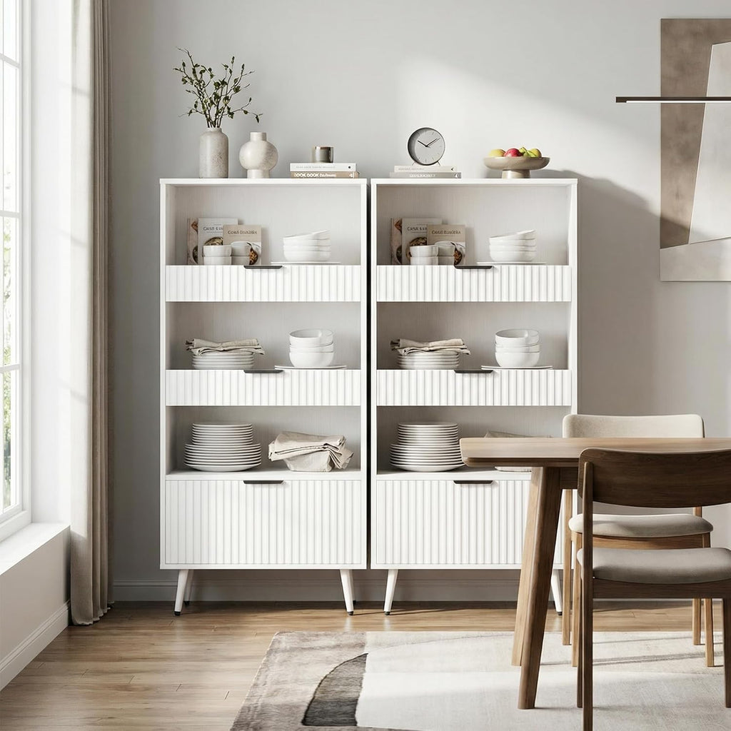 51.2'' Tall Fluted Modern Storage Cabinet with Drawers