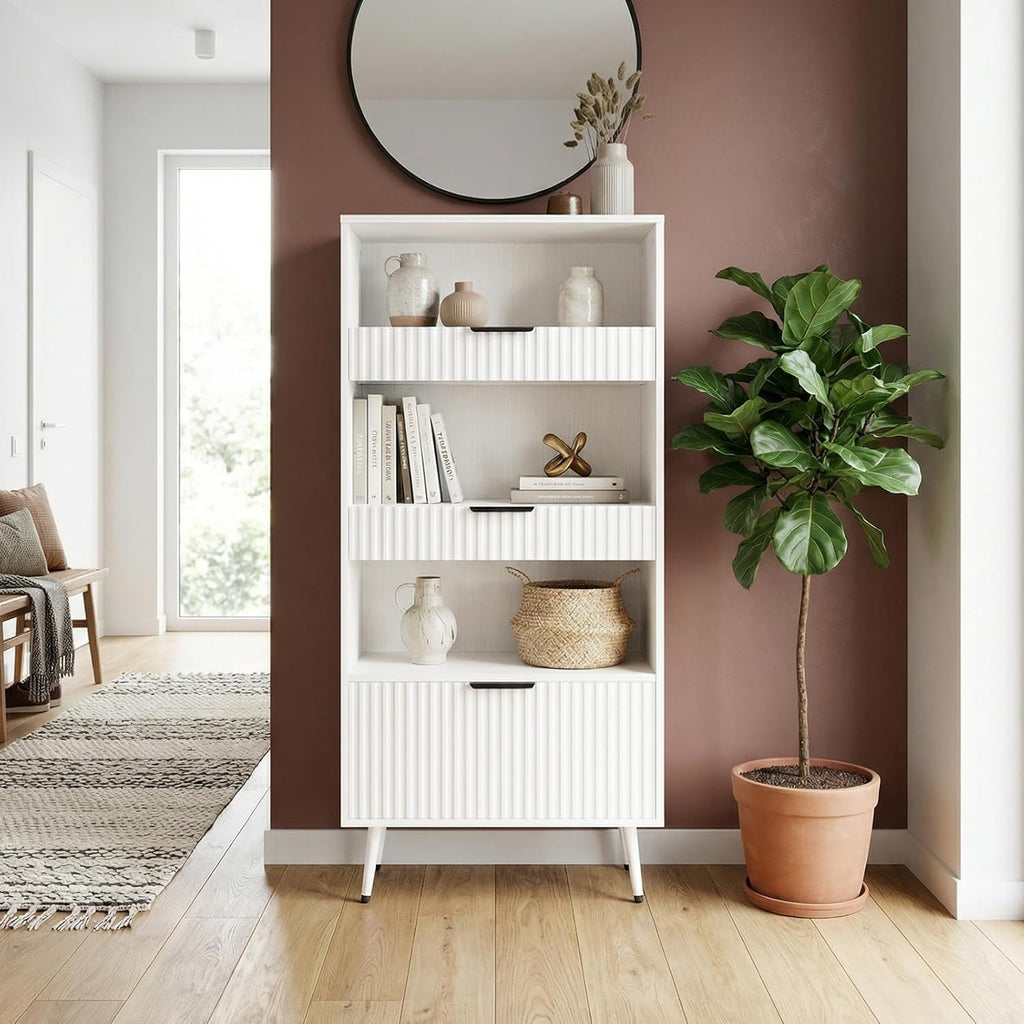 51.2'' Tall Fluted Modern Storage Cabinet with Drawers
