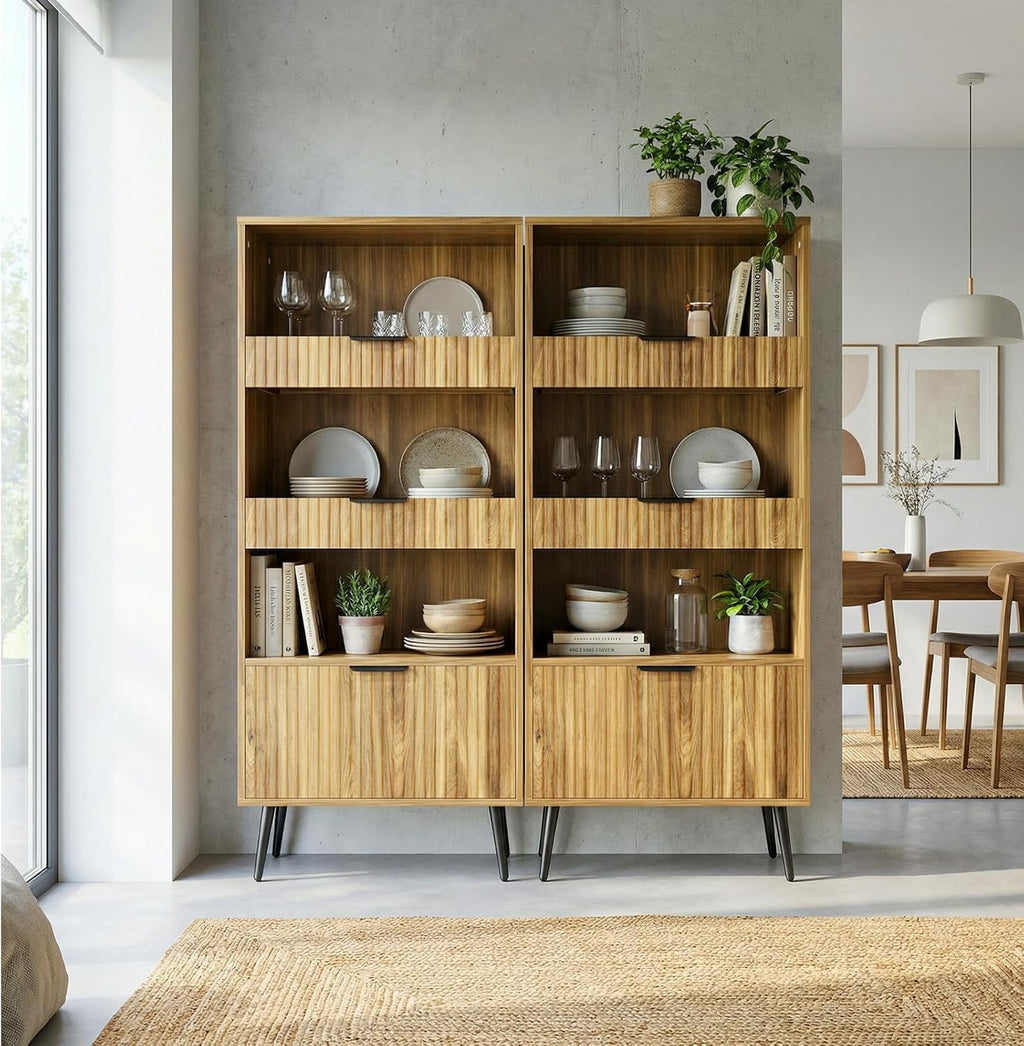 51.2'' Tall Fluted Modern Storage Cabinet with Drawers
