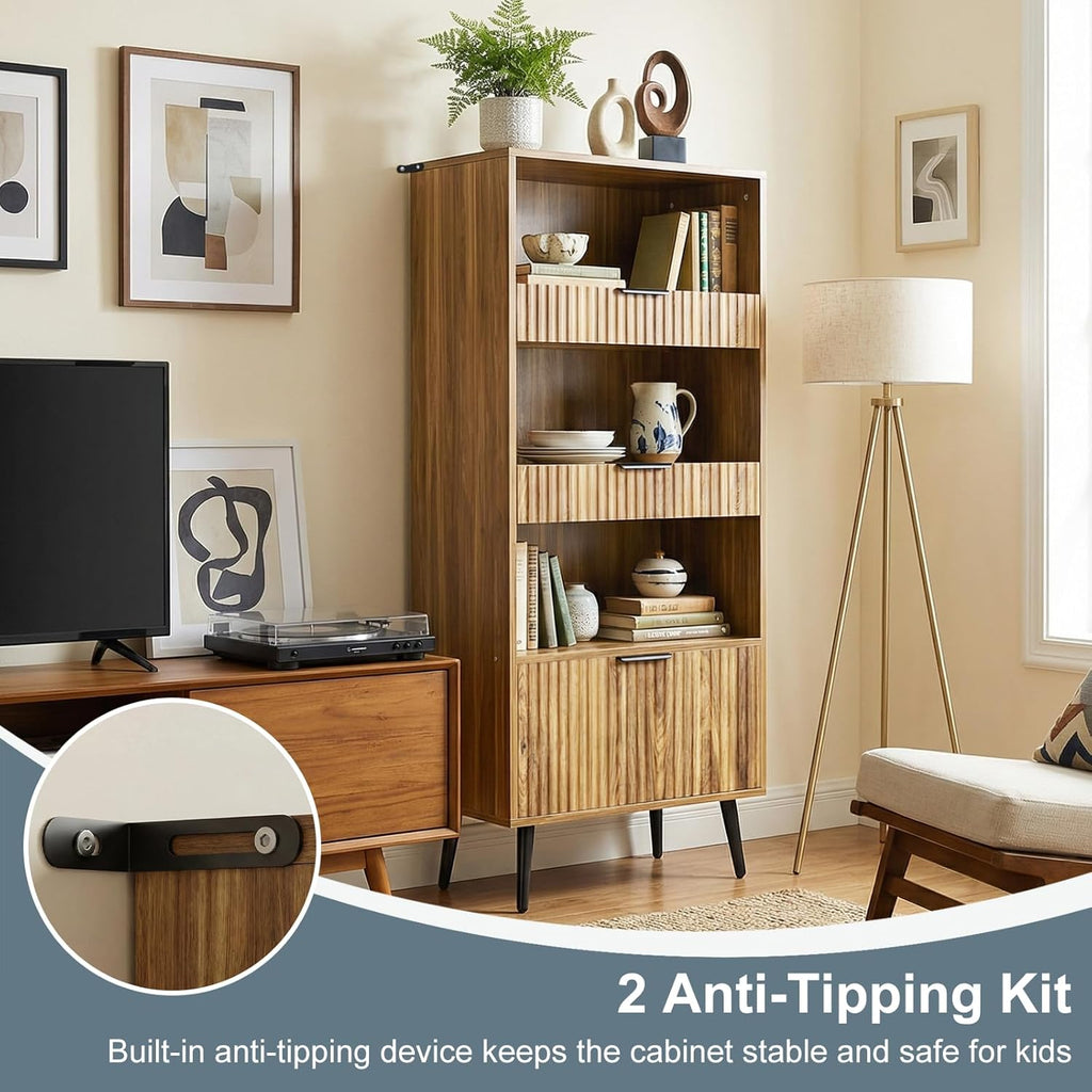 51.2'' Tall Fluted Modern Storage Cabinet with Drawers