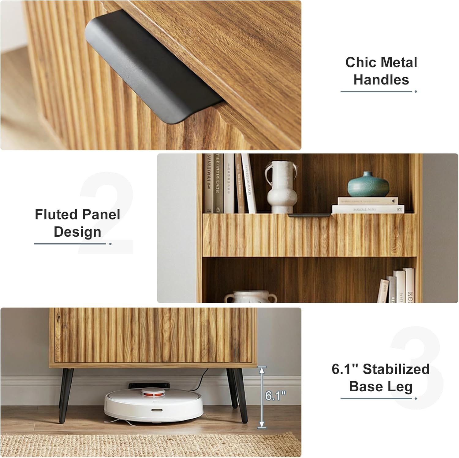 51.2'' Tall Fluted Modern Storage Cabinet with Drawers