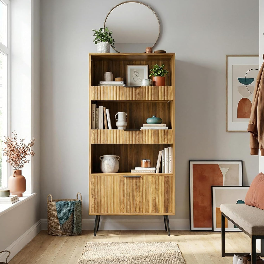 51.2'' Tall Fluted Modern Storage Cabinet with Drawers
