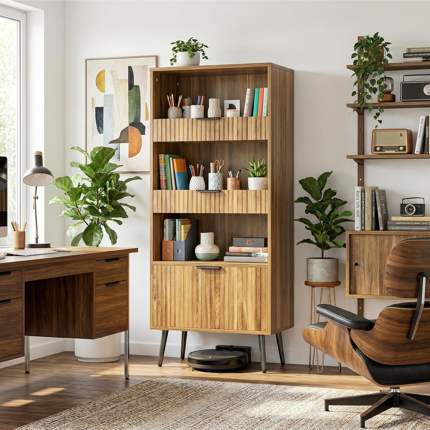 51.2'' Tall Fluted Modern Storage Cabinet with Drawers