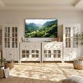 4 Piece Storage Cabinet Set, 2 Tall Cabinets & 2 Buffet Sideboard