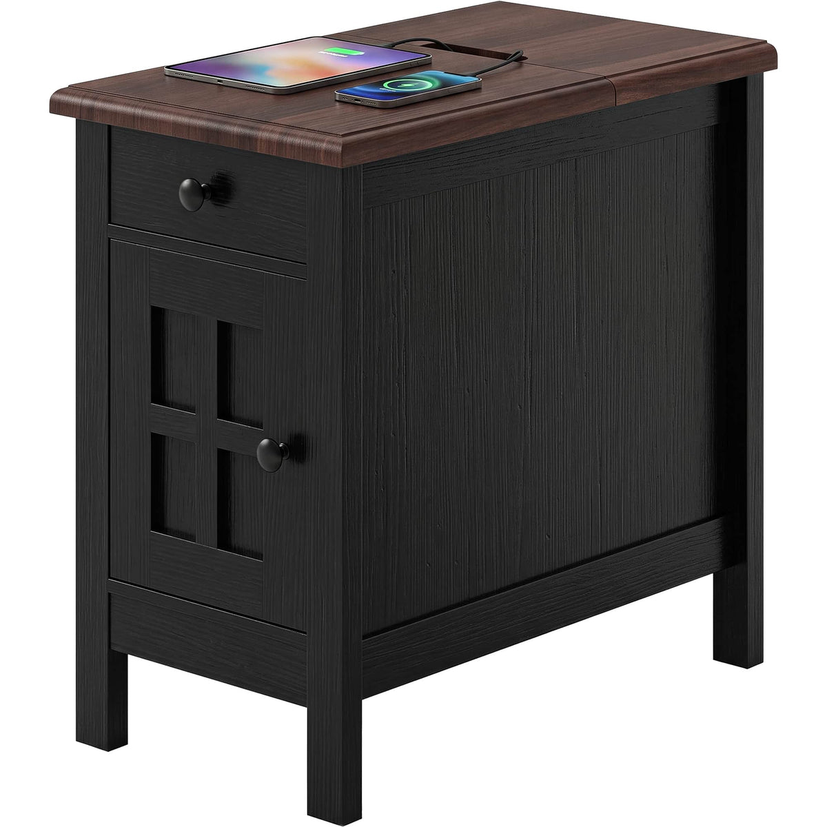 Farmhouse End Table with USB & Outlets