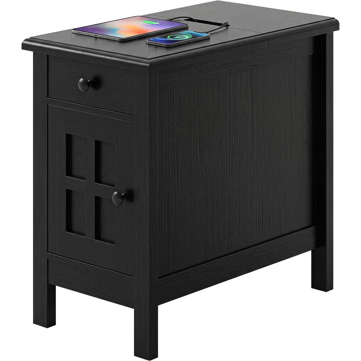 Farmhouse End Table with USB & Outlets