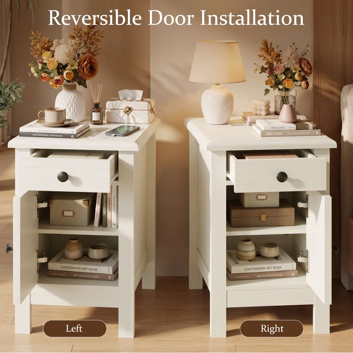 Farmhouse End Table with USB & Outlets