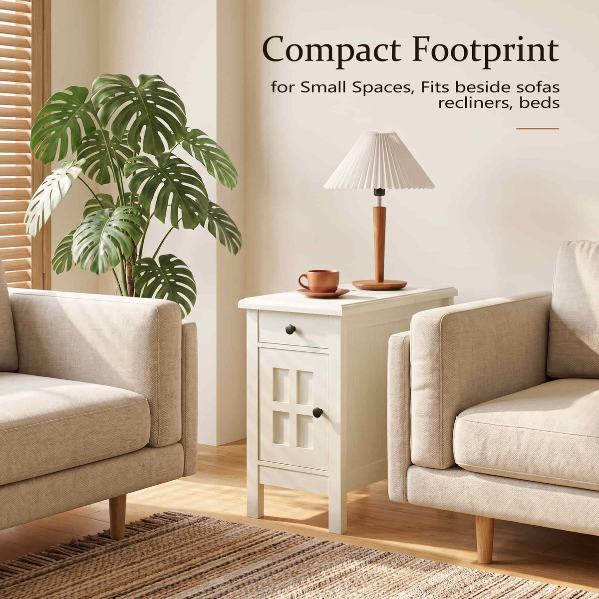 Farmhouse End Table with USB & Outlets