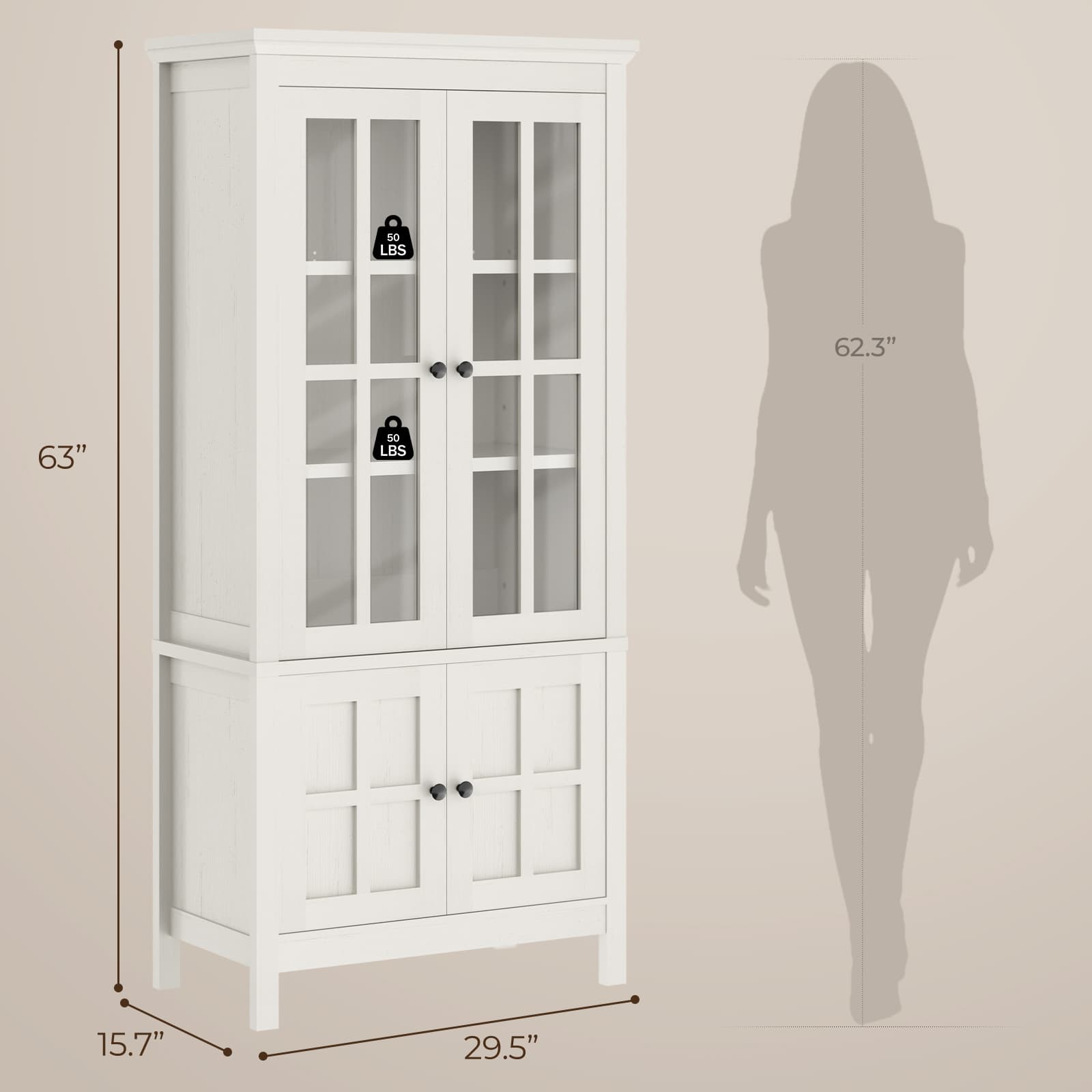 Farmhouse 63" Kitchen Pantry Storage Cabinet