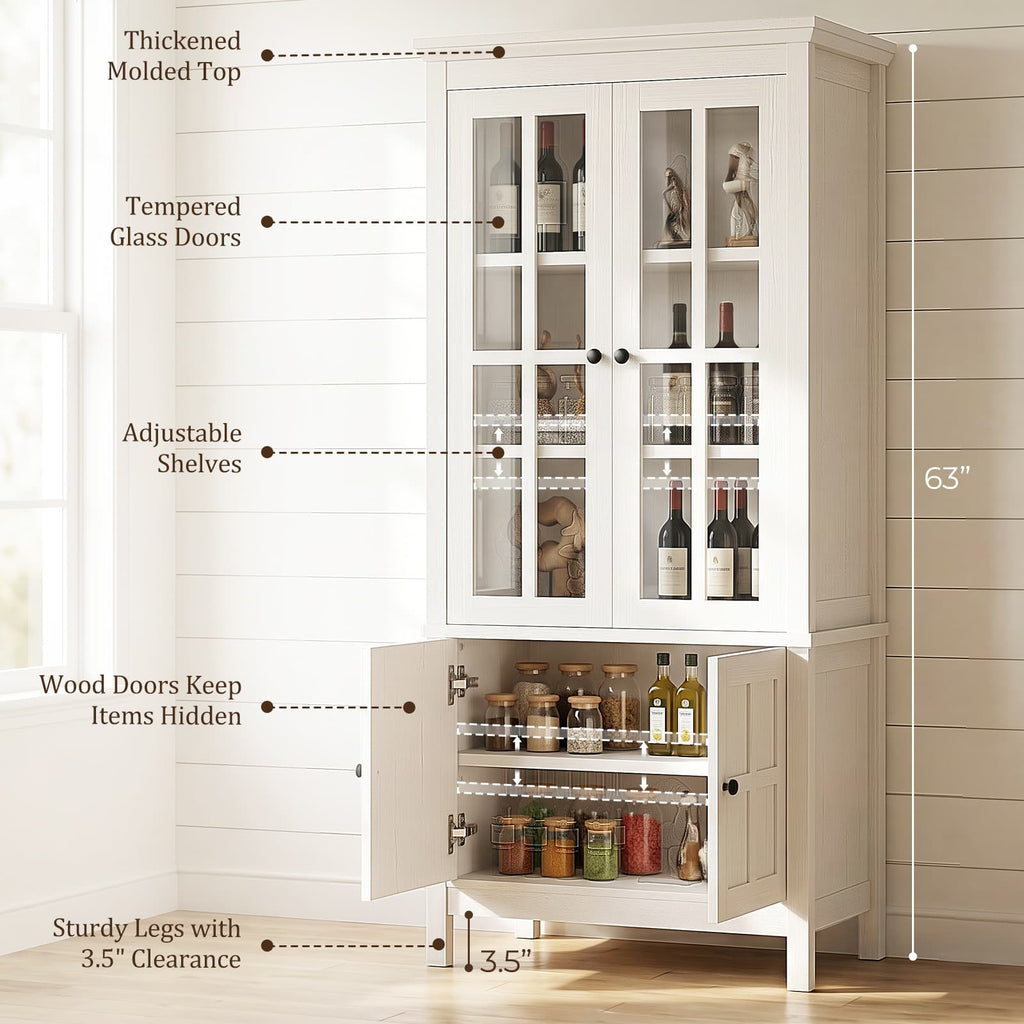 Farmhouse 63" Kitchen Pantry Storage Cabinet