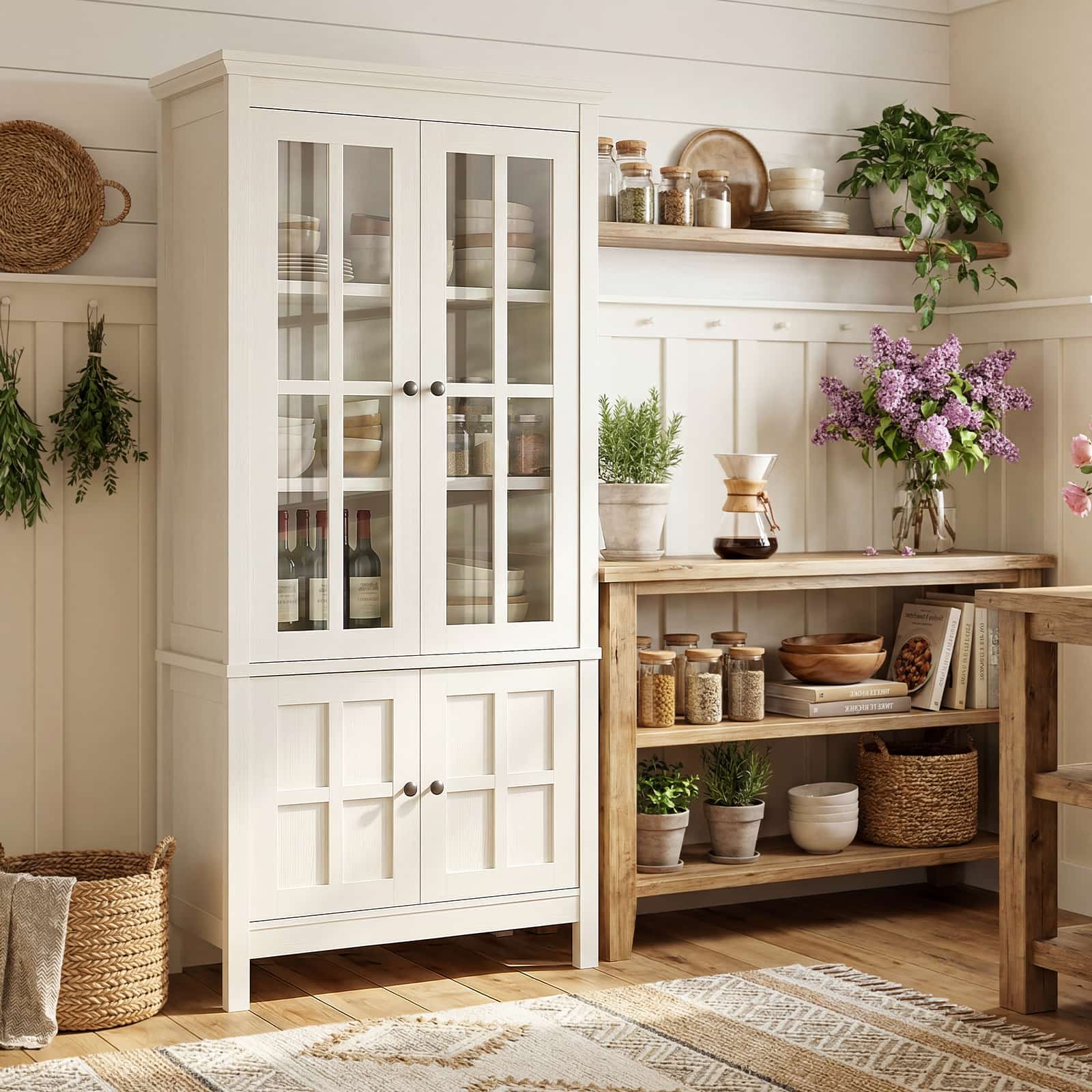 Farmhouse 63" Kitchen Pantry Storage Cabinet