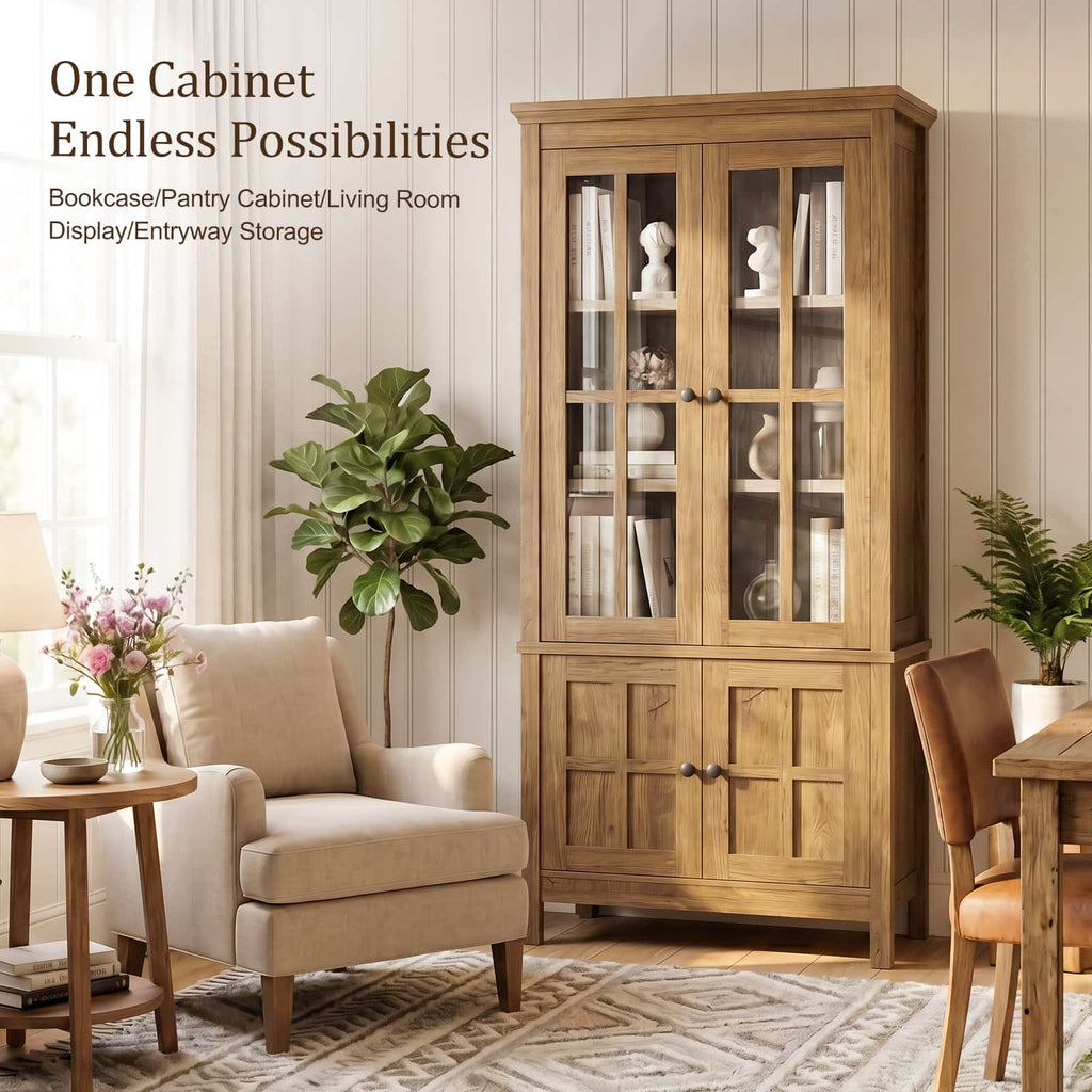 Farmhouse 63" Kitchen Pantry Storage Cabinet