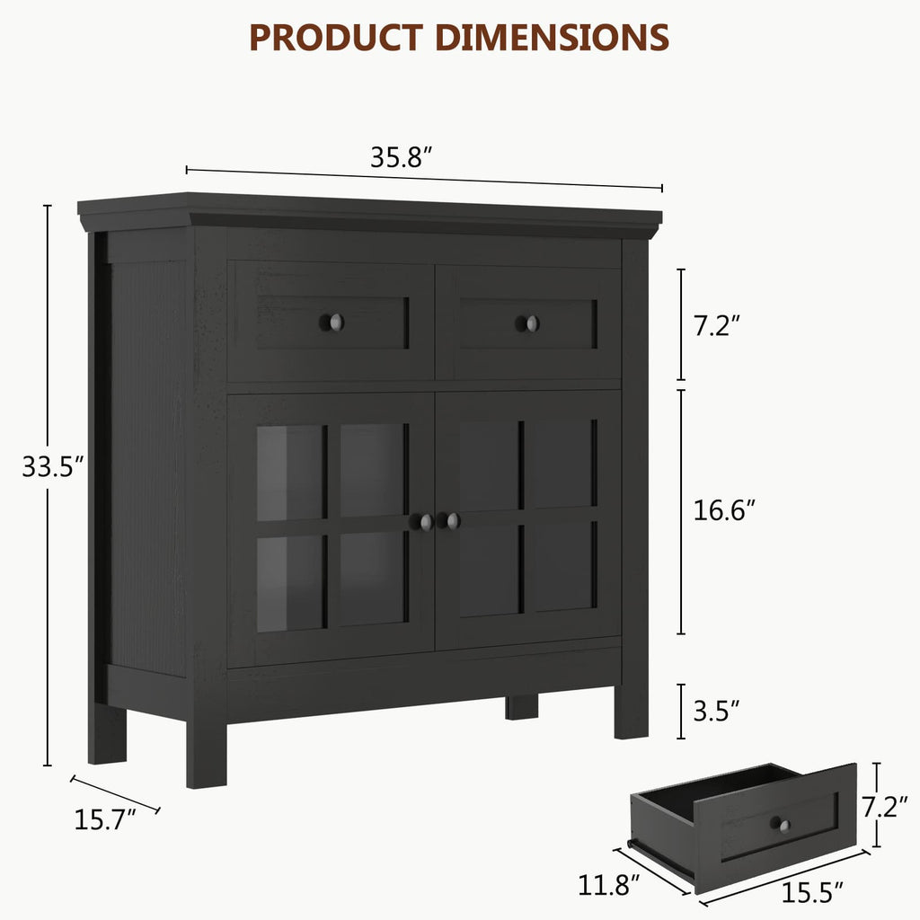 Farmhouse Buffet Cabinet with 2 Drawers