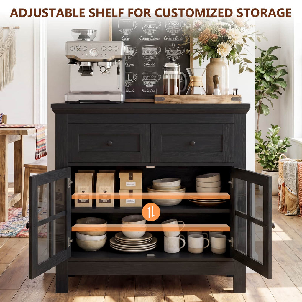 Farmhouse Buffet Cabinet with 2 Drawers